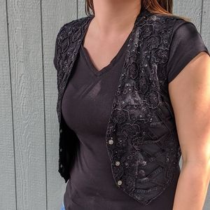 Vintage Black Beaded Vest